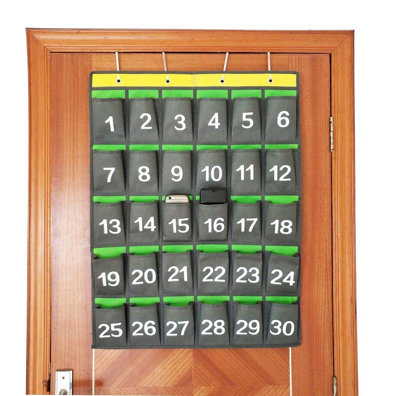 ANIZER Numbered Classroom Pocket Chart for Cell Phones Calculators Holders Hanging Wall Door Organizer (30 Numbered Pockets) - Image 2